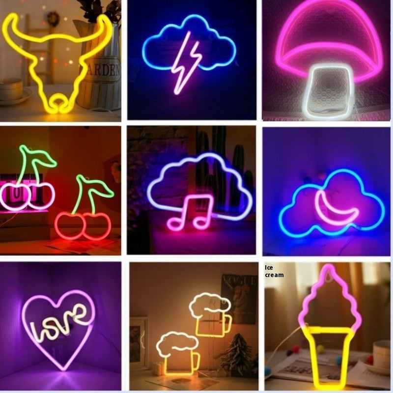 ⚡ LED Neon Light – Cloud, Lightning & Music Note Design Decorative Lamp