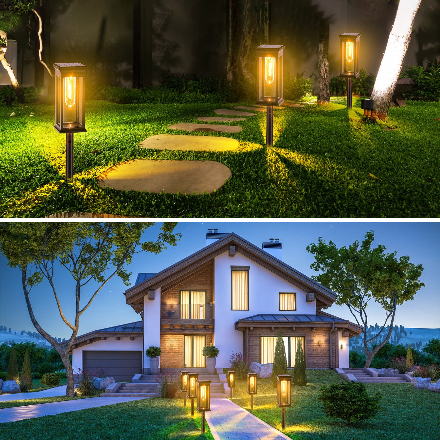 🌞 6-Pack Solar Powered Stake Lights – Waterproof Outdoor Decorative Garden Lamps (IP65, Auto On/Off)