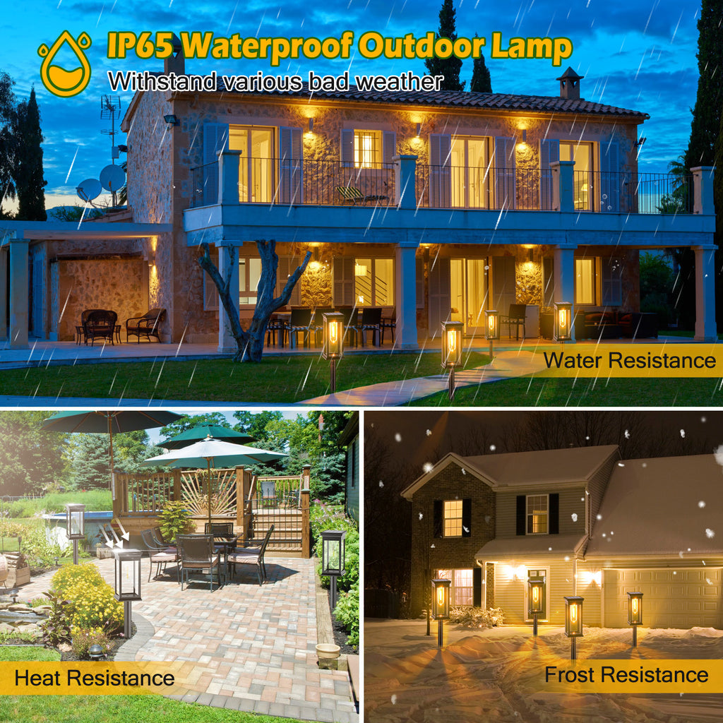 🌞 6-Pack Solar Powered Stake Lights – Waterproof Outdoor Decorative Garden Lamps (IP65, Auto On/Off)