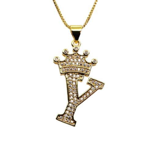 👑 26 English Letter Pendants Women’s Necklace – Crown Initial Pendant with Gift Box