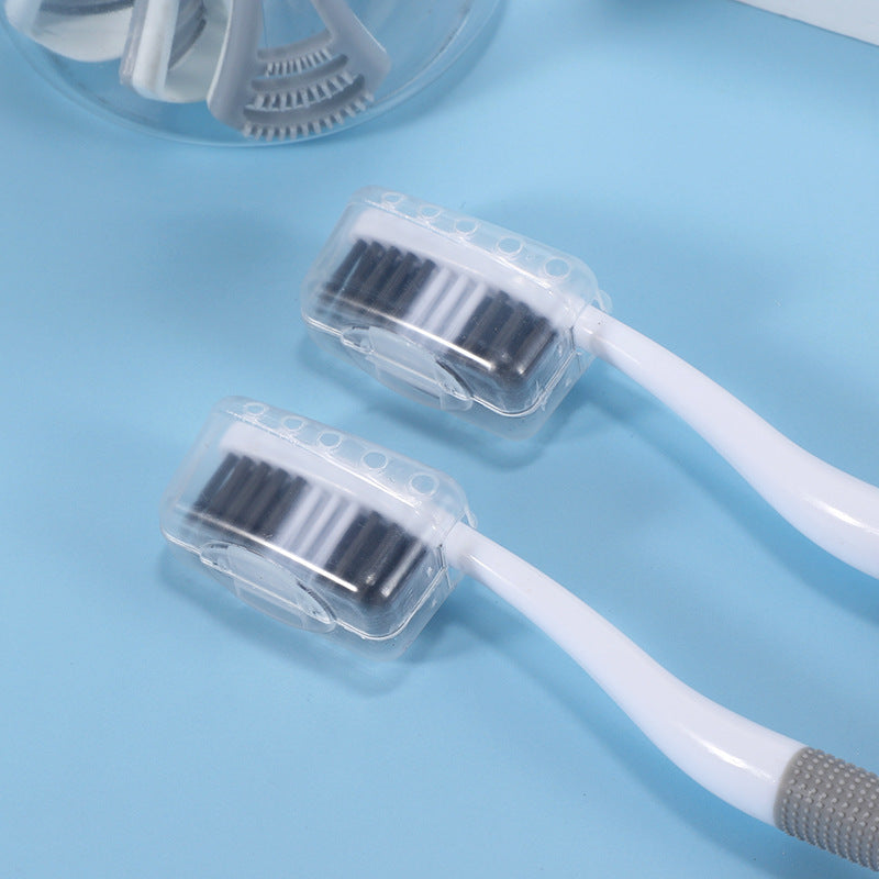 Soft Fur Toothbrush with Tongue Cleaner – Gentle Adult Dental Brush for Complete Oral Care