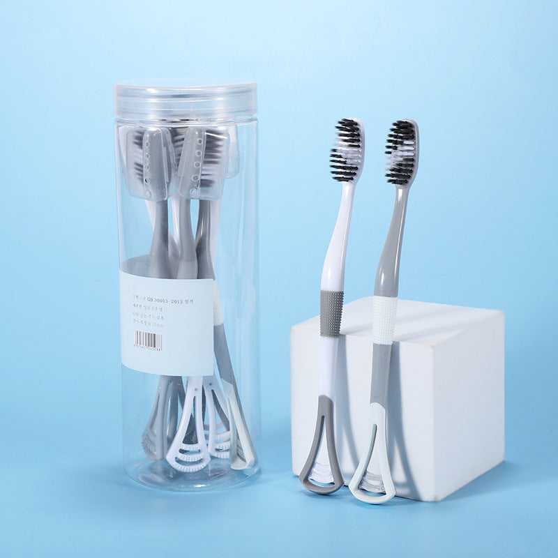 Soft Toothbrush with Built-in Tongue Cleaner