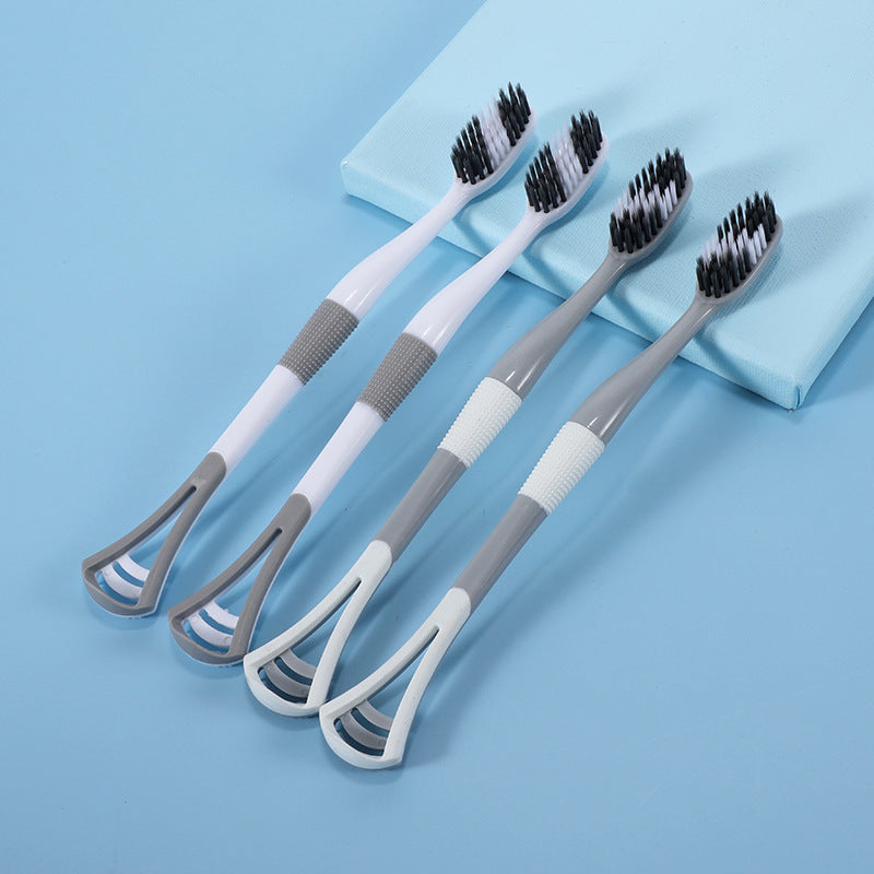 Soft Toothbrush with Built-in Tongue Cleaner