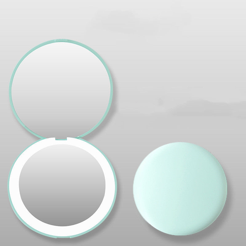 🌸 Mini Makeup Mirror with LED Light – 2X Magnifying, USB Rechargeable & Smart Sensor