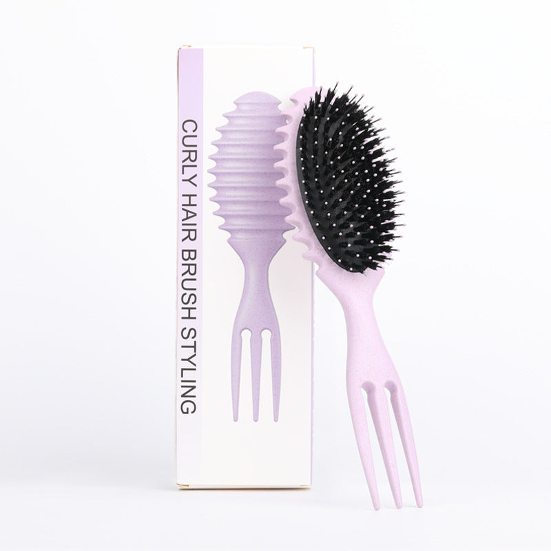 Curl Defining Bounce Hair Brush – Professional Boar Bristle Detangling & Styling Comb