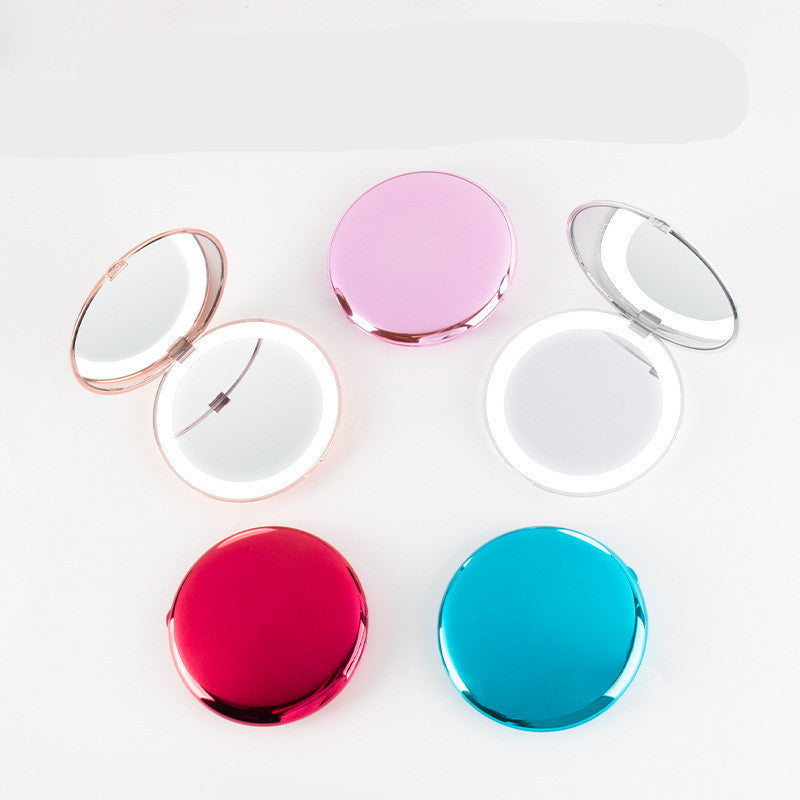 🌸 Mini Makeup Mirror with LED Light – 2X Magnifying, USB Rechargeable & Smart Sensor
