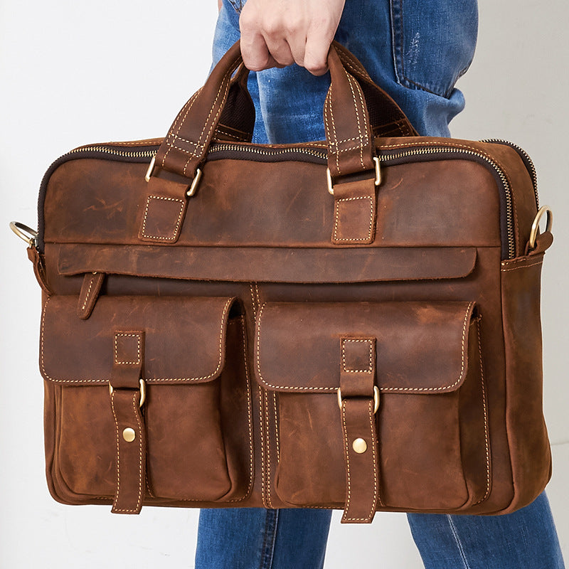 Men’s Retro Leather Business Bag – Elegant Everyday Carry