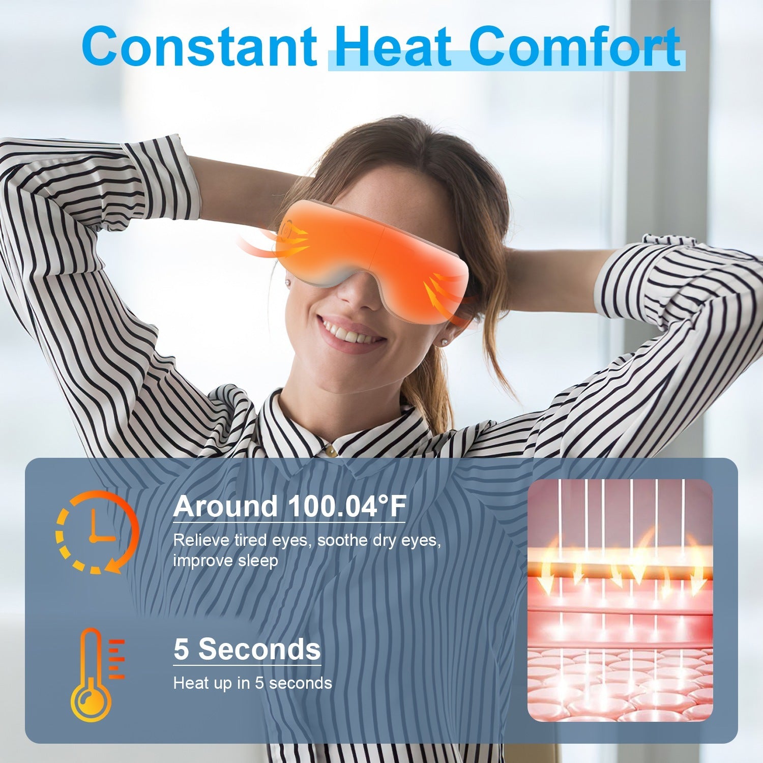 👁️ Smart Eye Massager with Heat, Music & Air Pressure – Wireless Rechargeable Relaxation Mask