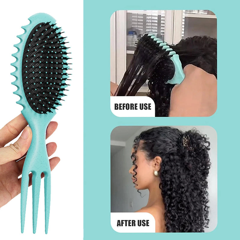 Curl Defining Bounce Hair Brush – Professional Boar Bristle Detangling & Styling Comb