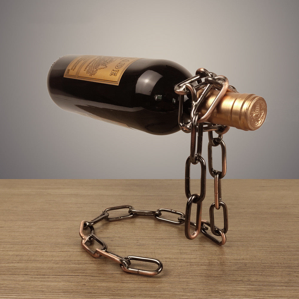 Odd Suspension Iron Chain Wine Rack – Floating Metal Chain Bottle Holder