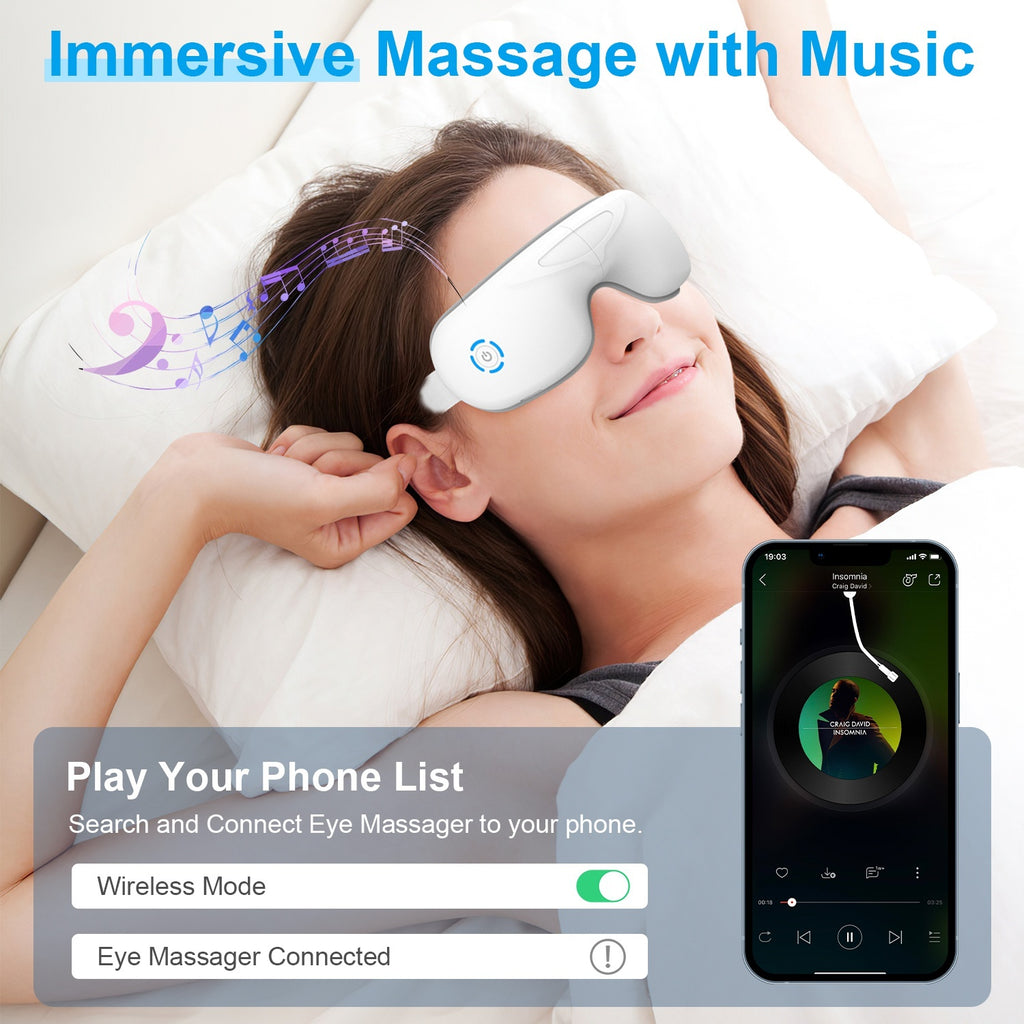 👁️ Smart Eye Massager with Heat, Music & Air Pressure – Wireless Rechargeable Relaxation Mask