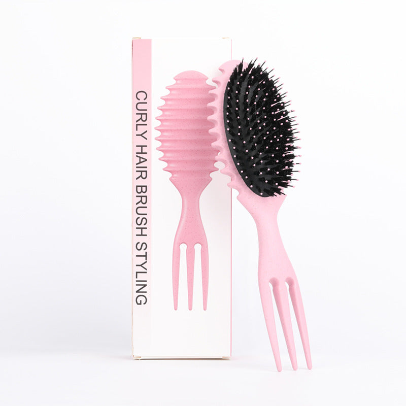 Curl Defining Bounce Hair Brush – Professional Boar Bristle Detangling & Styling Comb