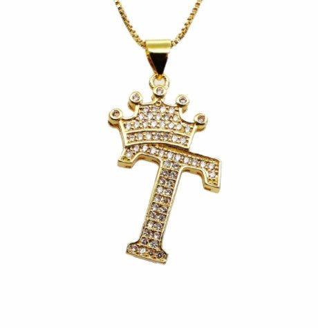 👑 26 English Letter Pendants Women’s Necklace – Crown Initial Pendant with Gift Box
