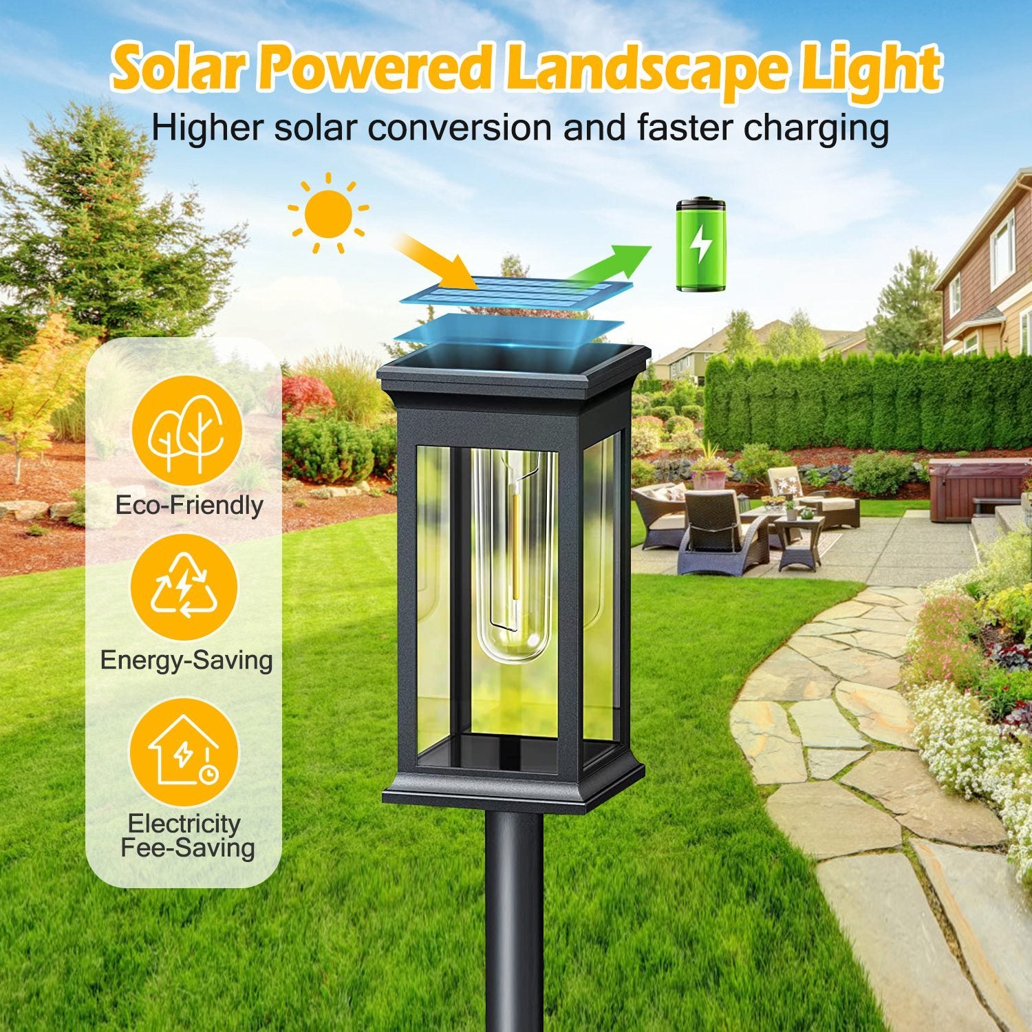 🌞 6-Pack Solar Powered Stake Lights – Waterproof Outdoor Decorative Garden Lamps (IP65, Auto On/Off)
