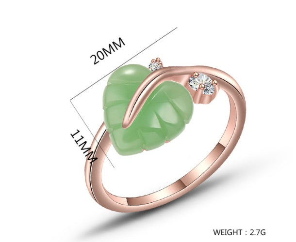 💖 Heart-Shaped Leaf Ring & Elegant Bracelet Set – Timeless Feminine Jewelry