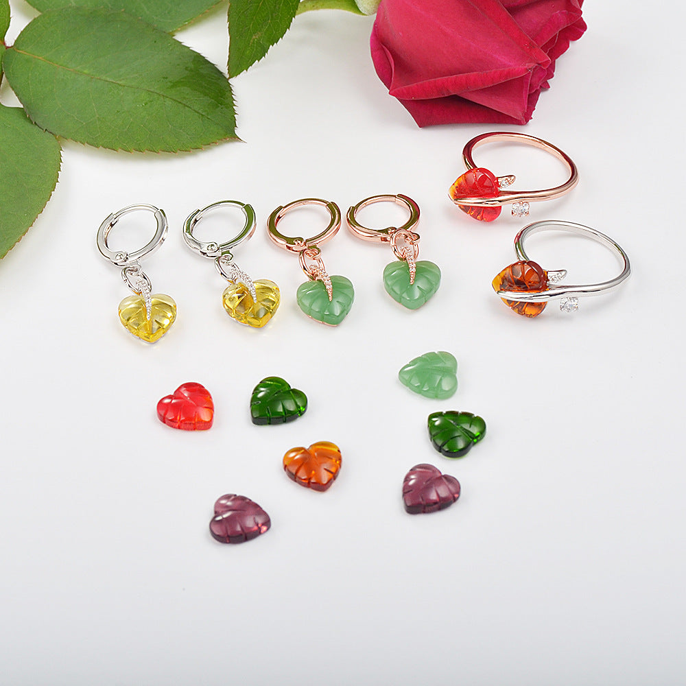 💖 Heart-Shaped Leaf Ring & Elegant Bracelet Set – Timeless Feminine Jewelry