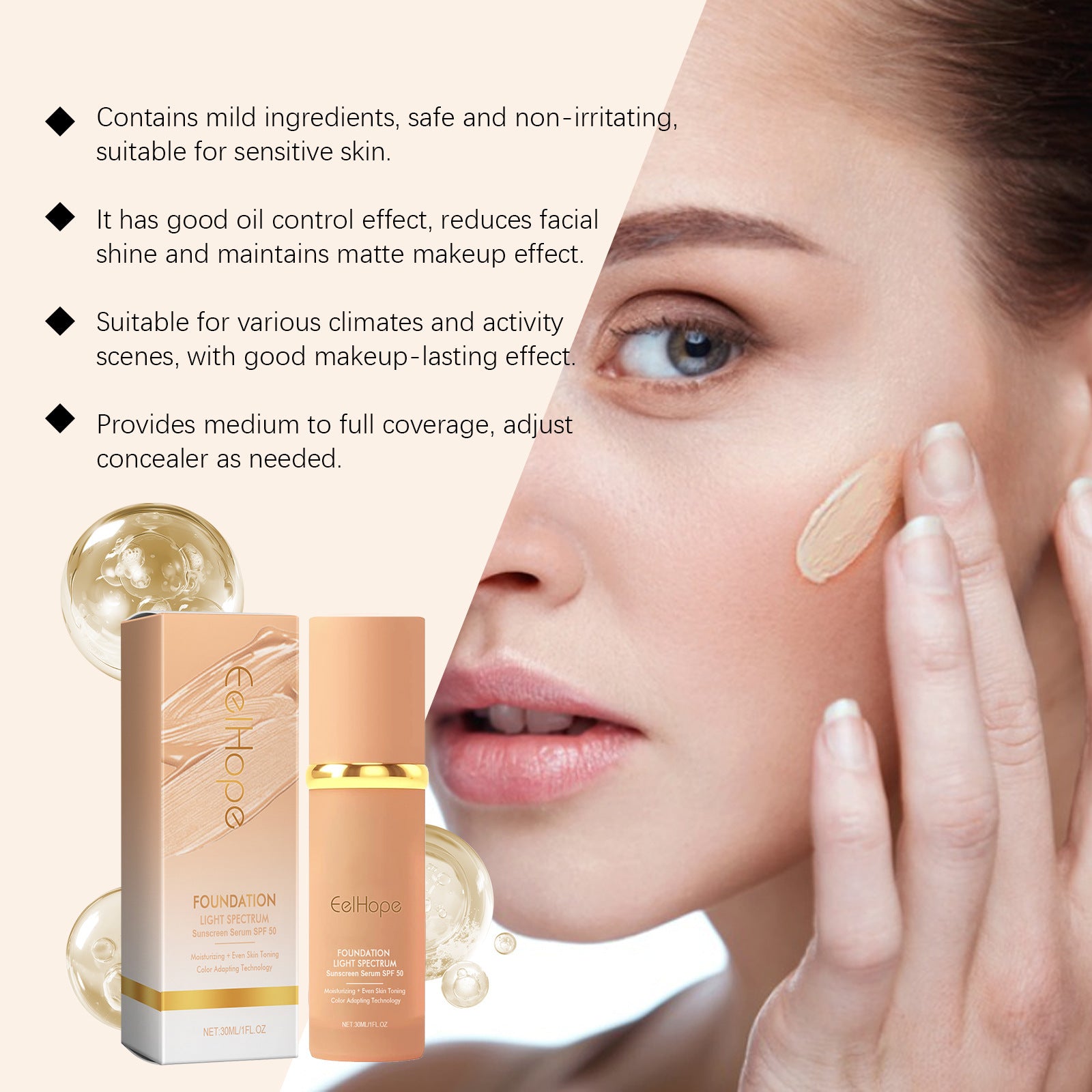 2-in-1 Lightweight Liquid Foundation – Concealer & Moisturizer