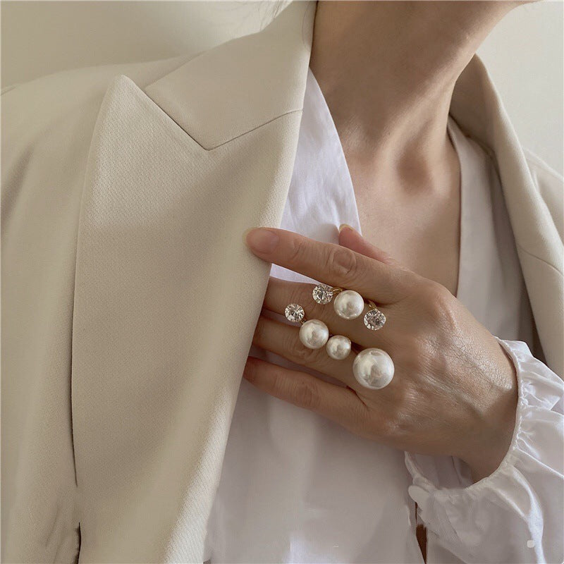 💍 Multi-Pearl Ring for Women – Elegant Adjustable Fashion Jewelry