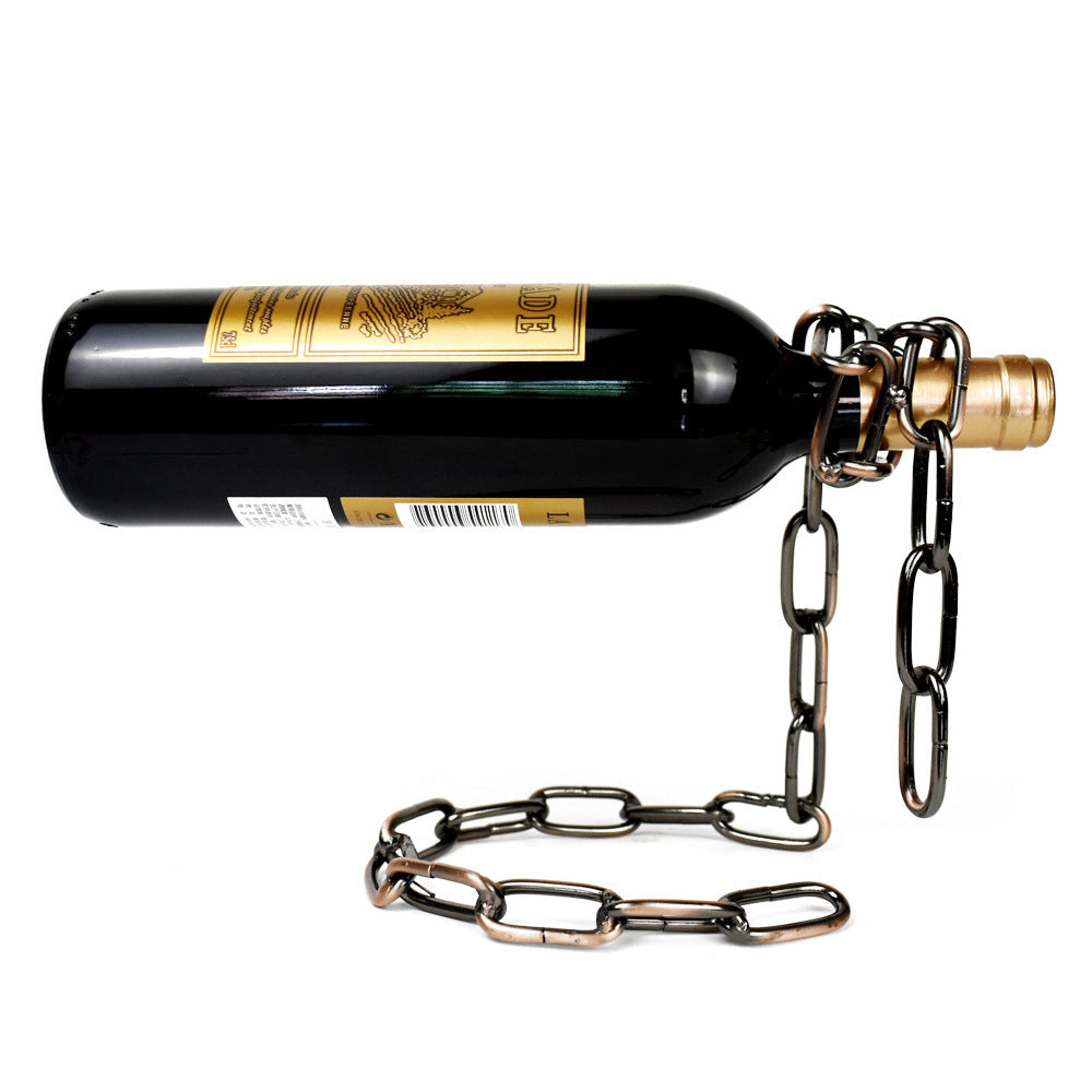 Odd Suspension Iron Chain Wine Rack – Floating Metal Chain Bottle Holder