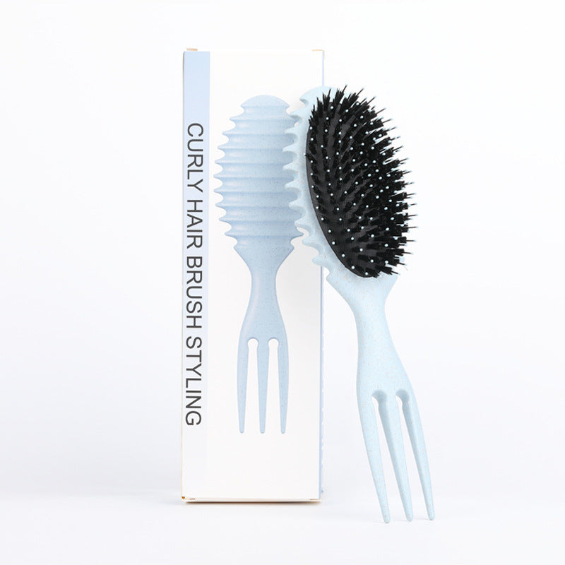Curl Defining Bounce Hair Brush – Professional Boar Bristle Detangling & Styling Comb