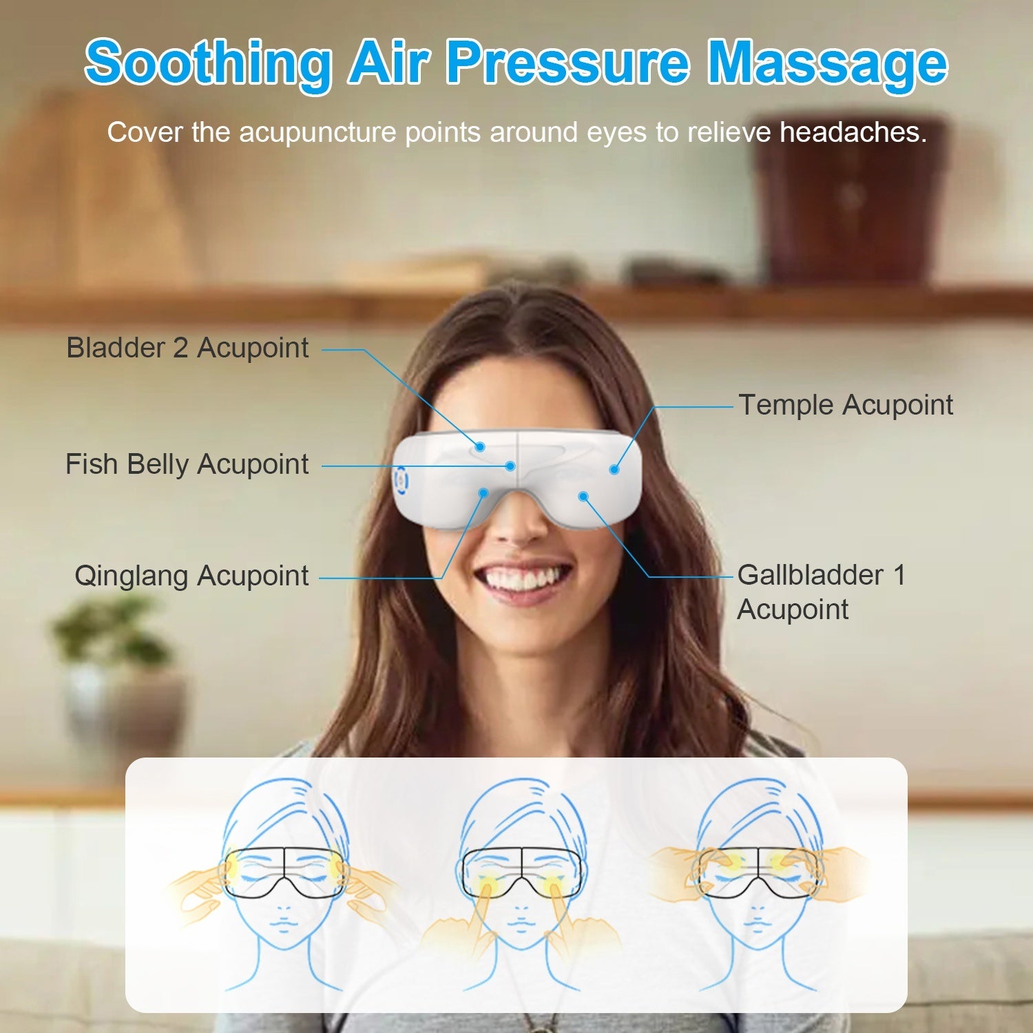 👁️ Smart Eye Massager with Heat, Music & Air Pressure – Wireless Rechargeable Relaxation Mask