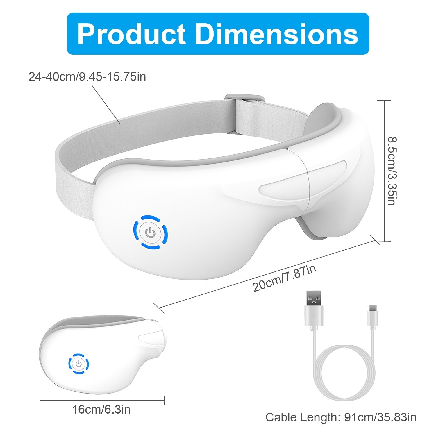 👁️ Smart Eye Massager with Heat, Music & Air Pressure – Wireless Rechargeable Relaxation Mask
