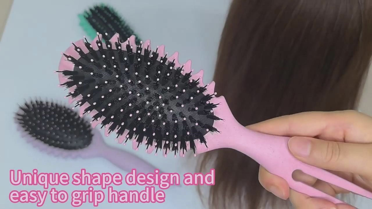 Curl Defining Bounce Hair Brush – Boar Bristle Detangling & Professional Styling Comb | Metafocus